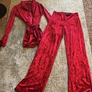 Naked Wardrobe suede robe style blazer set